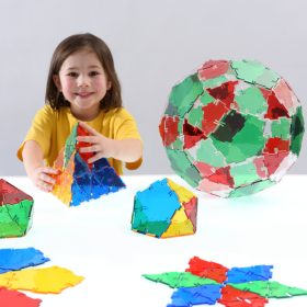   Set educativ translucid de construcție 2D și 3D, 164 piese – Original Crystal Polydron