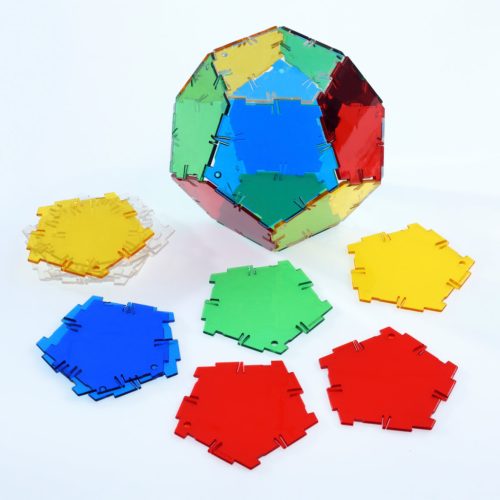 Set educativ translucid de construcție 2D și 3D, 164 piese – Original Crystal Polydron