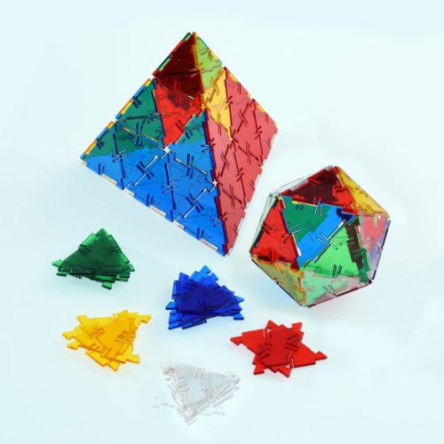 Set educativ translucid de construcție 2D și 3D, 164 piese – Original Crystal Polydron