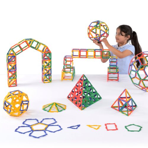 Set educativ complet de construcție geometrică cu piese tip cadru, 460 piese – Original Polydron Frameworks