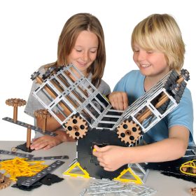   Set educativ de inginerie pentru clasă cu roți dințate și mecanisme, 250 piese – Original Polydron Engineer