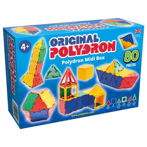 Set educativ de construcție geometrică, 80 piese – Original Polydron Midi Box