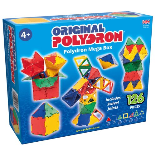 Set educativ de construcție geometrică, 126 piese – Original Polydron Mega Box