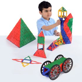   Set educativ de construcție geometrică cu roți, 223 piese – Original Polydron Mighty Box