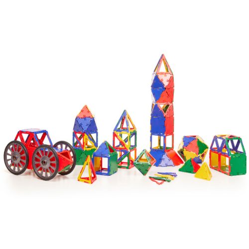 Set educativ de construcție geometrică cu roți, 223 piese – Original Polydron Mighty Box