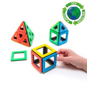   Set educativ de construcție magnetică 2D și 3D, 32 piese – Magnetic Polydron
