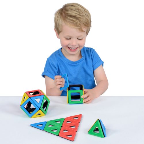 Set educativ de construcție magnetică 2D și 3D, 32 piese – Magnetic Polydron