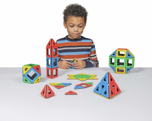 Set educativ de construcție magnetică pentru grupă, 96 piese – Magnetic Polydron