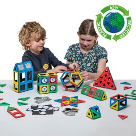   Set educativ complet de construcție magnetică pentru grupă, 184 piese – Magnetic Polydron