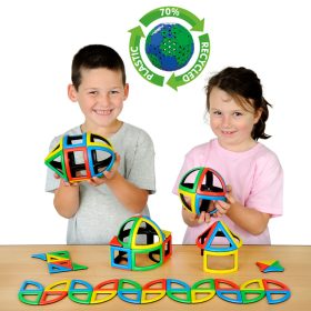   Set educativ de construcție magnetică cu forme 3D pentru grupă, 72 piese – Magnetic Polydron Sphera