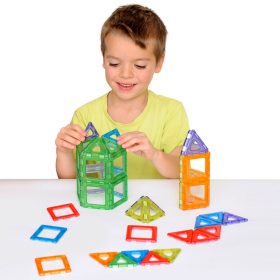   Set magnetic translucid de construcție 2D și 3D, 64 piese – Magnetic Polydron