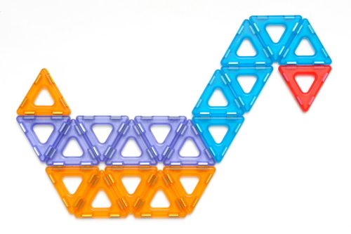 Set magnetic translucid de construcție 2D și 3D, 64 piese – Magnetic Polydron