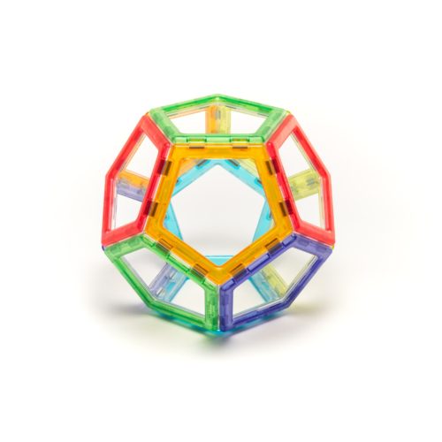 Set magnetic translucid de explorare geometrică, 100 piese – Magnetic Polydron