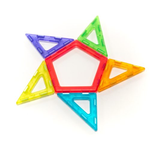 Set magnetic translucid de explorare geometrică, 100 piese – Magnetic Polydron