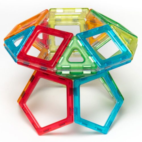 Set magnetic translucid de explorare geometrică, 100 piese – Magnetic Polydron