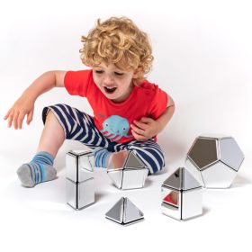   Set educativ de construcție magnetică cu oglinzi, 48 piese – Mirrored Magnetic Polydron