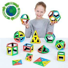  Set educativ magnetic pentru matematică și geometrie, 118 piese – Magnetic Polydron