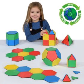   Set educativ de construcție magnetică cu forme geometrice, 104 piese – Solid Magnetic Polydron