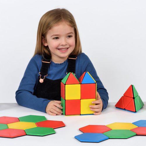 Set educativ de construcție magnetică cu forme geometrice, 104 piese – Solid Magnetic Polydron