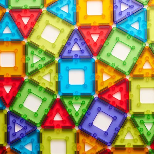Set de construcție magnetică translucidă, 48 piese – Polydron KinderMag