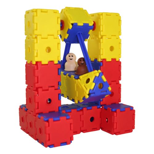 Set educativ de construcție cu vehicule și figurine, 124 piese – Junior Polydron