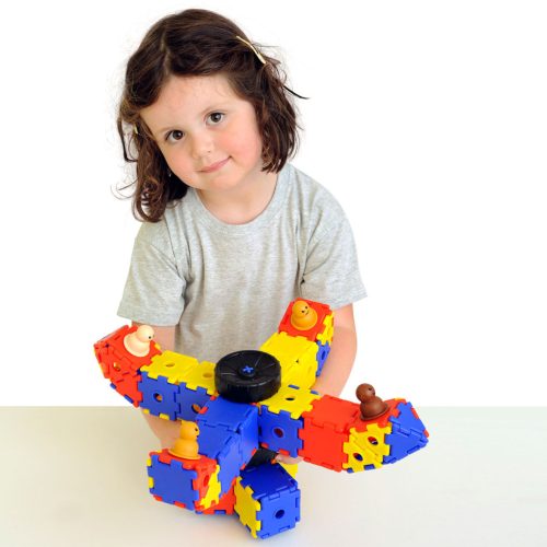 Set educativ de construcție pentru grupă cu vehicule și figurine, 372 piese – Junior Polydron