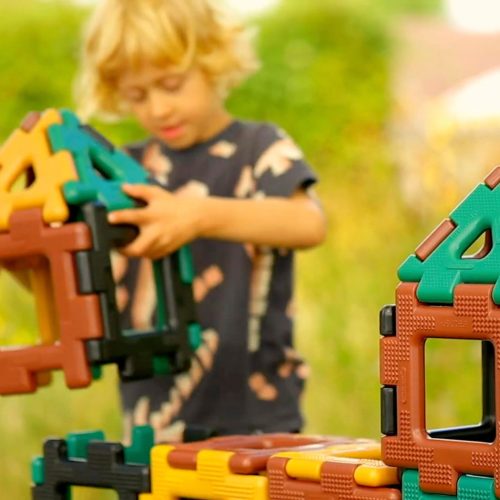 Set de construcție gigant pentru grupă, culori naturale, 80 piese – Giant Polydron