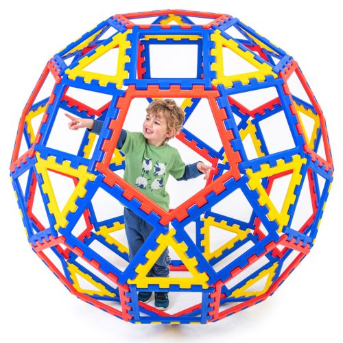 Set educativ de construcție geometrică XL, 62 piese – XL Polydron Geo Dome