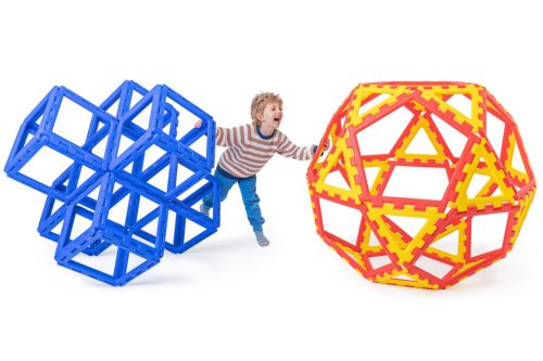 Set educativ de construcție geometrică XL, 62 piese – XL Polydron Geo Dome