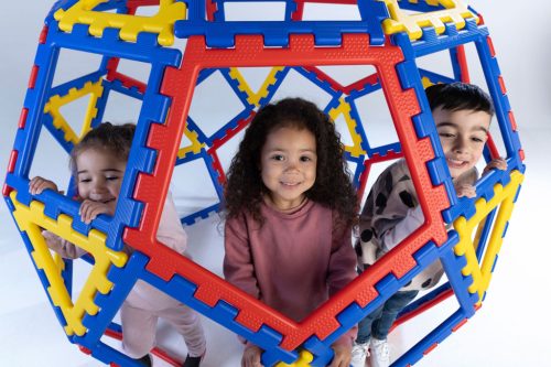 Set educativ de construcție geometrică XL, 62 piese – XL Polydron Geo Dome