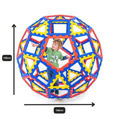 Set educativ de construcție geometrică XL, 62 piese – XL Polydron Geo Dome