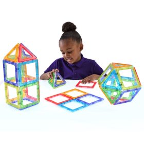   Set magnetic translucid pentru construcții 2D și 3D, 36 piese – Crystal MegaMag Polydron