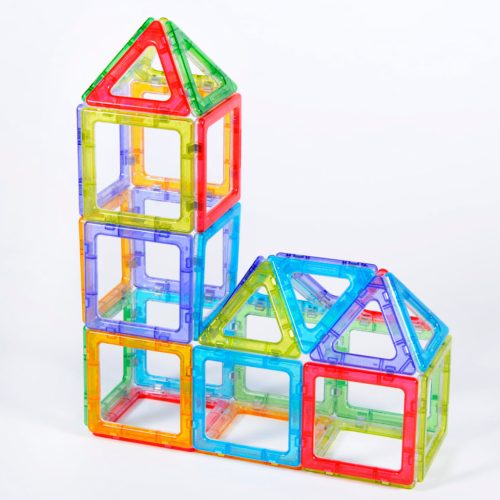 Set magnetic translucid pentru construcții 2D și 3D, 36 piese – Crystal MegaMag Polydron