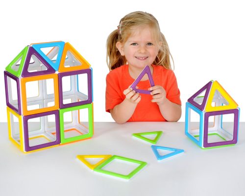Set magnetic educativ de construcție 2D și 3D, 36 piese – MegaMag Polydron