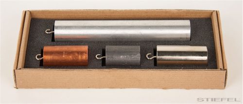 Set 4 cilindri metalici 200 g pentru experimente densitate aluminiu fier cupru plumb