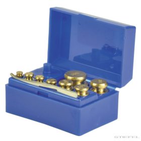   Set greutăți etalon 50 g din alamă pentru balanță mecanică, cu pensetă și cutie