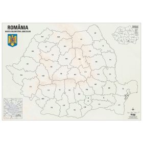 Hartă de perete România cu delimitarea județelor