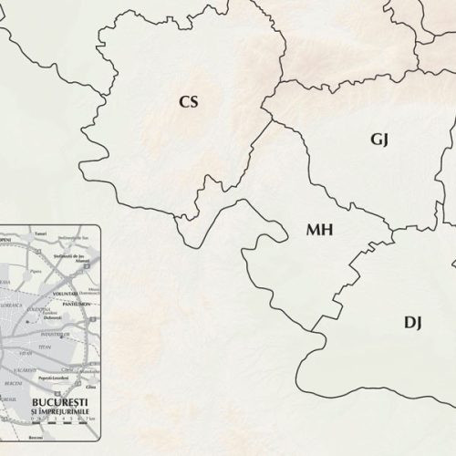 Hartă de perete România cu delimitarea județelor