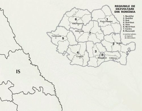 Hartă de perete România cu delimitarea județelor