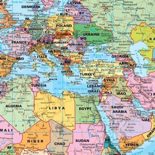 Harta de perete Statele Lumii cu steaguri 140x100 cm 