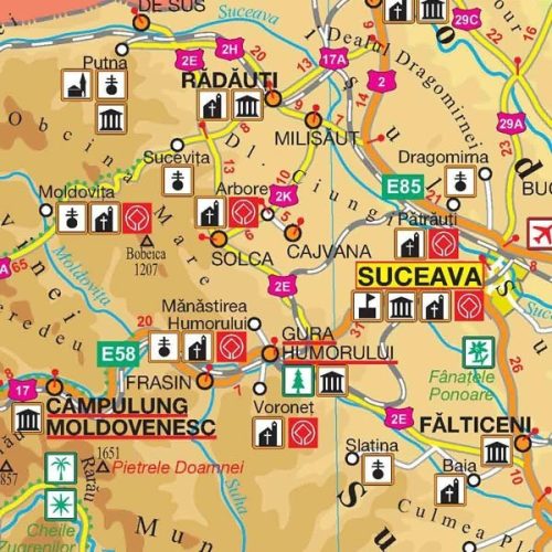 Harta de perete România Turistică șipci lemn