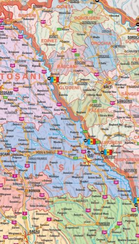 Hartă administrativă de perete România și Moldova  160x100 cm