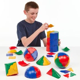   Set educativ pentru clasă cu forme sferice, cilindrice și conice, 196 piese – Original Polydron Sphera