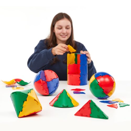 Set educativ pentru clasă cu forme sferice, cilindrice și conice, 196 piese – Original Polydron Sphera