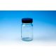 Sticle de praf din sticlă transparentă cu gât lat și capac cu șurub negru R3/38 - 60mL x 10 buc