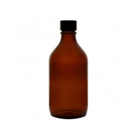   Sticle Winchester din sticlă chihlimbar cu capac cu șurub negru R3/24 - 100mL x 20 buc