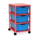 Gratnells Red GratStack Cărucior simplu cu 3 tăvi adânci - Royal Blue