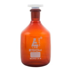   Sticlă de reactivi din sticlă ambrată cu dop din plastic - 250mL x 6 buc