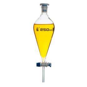   Pâlnie de separare din sticlă 19/26 cu dop de plastic interschimbabil și dop PTFE - 250mL x 2 buc